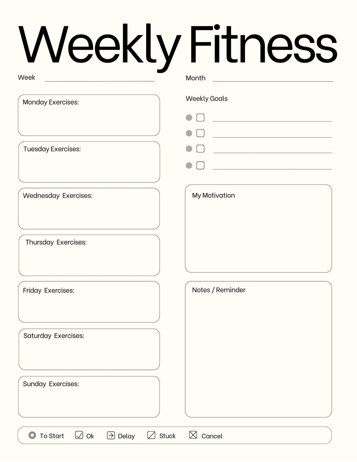 Free, Custom Printable Workout Planner Templates Online | Canva pertaining to Free Printable Fitness Planner