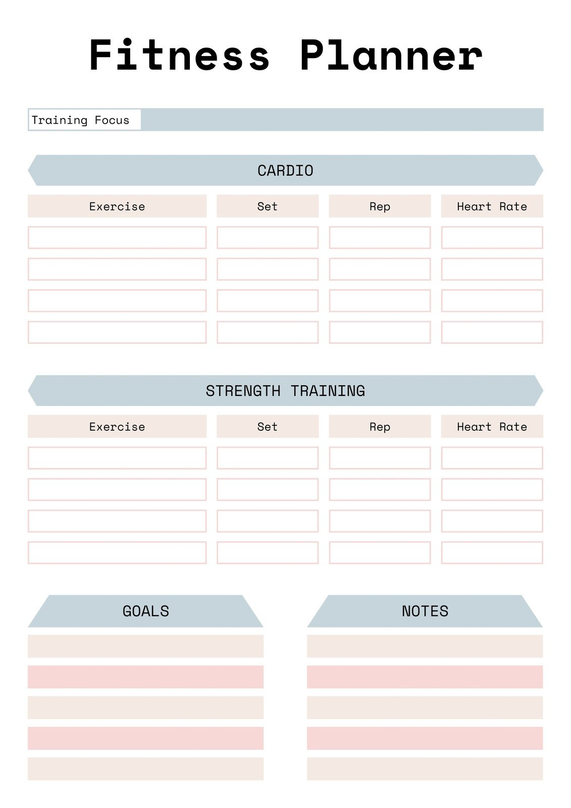 Free, Custom Printable Workout Planner Templates Online | Canva with regard to Free Printable Fitness Planner