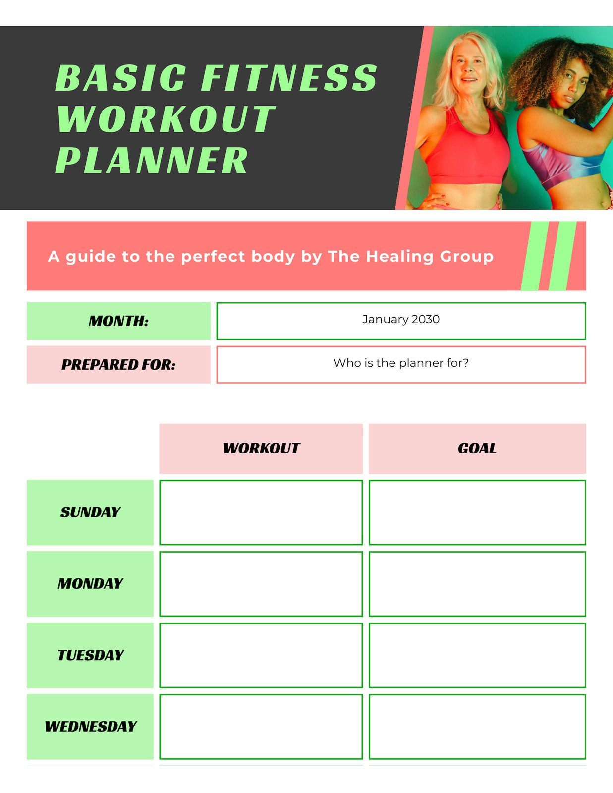 Free, Custom Printable Workout Planner Templates Online | Canva with regard to Free Printable Workout Journal