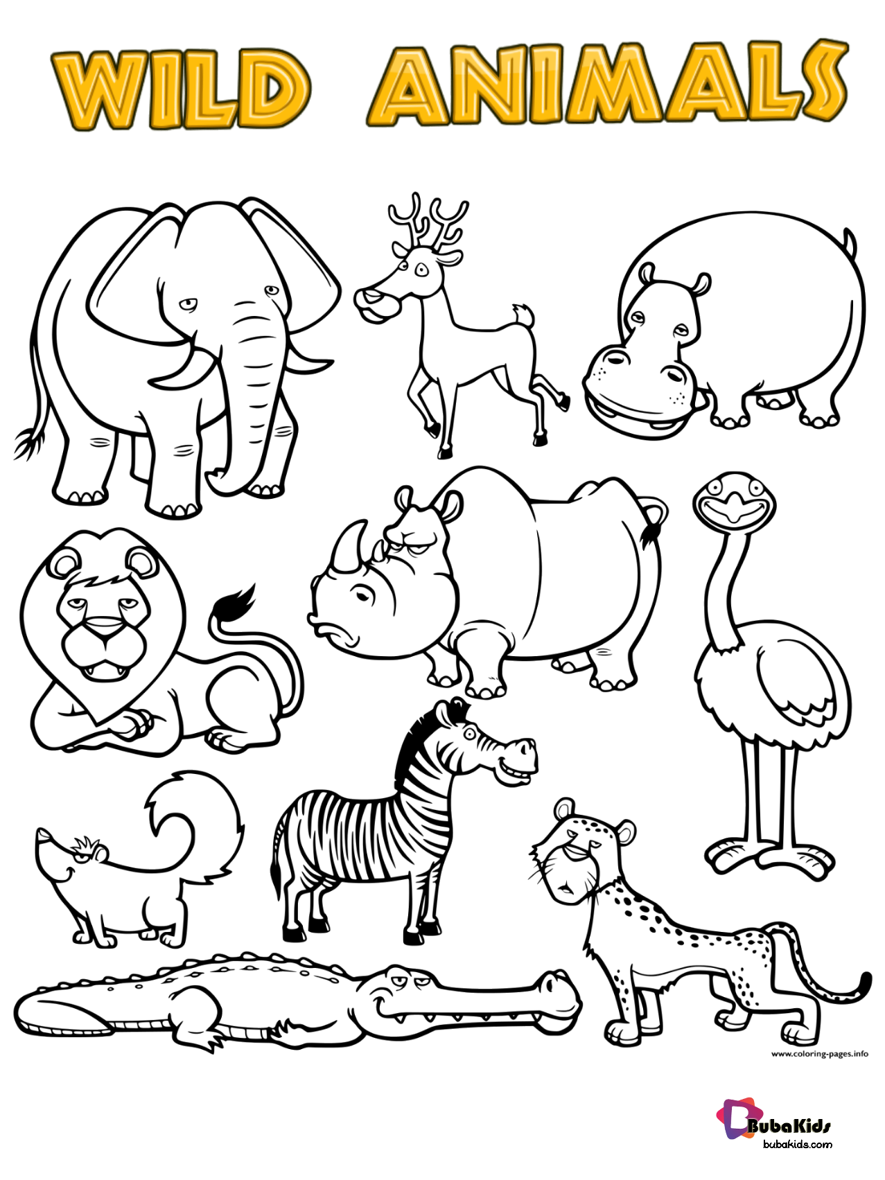 Free Download Wild Animals Printable Coloring Page in Free Printable Wild Animal Coloring Pages