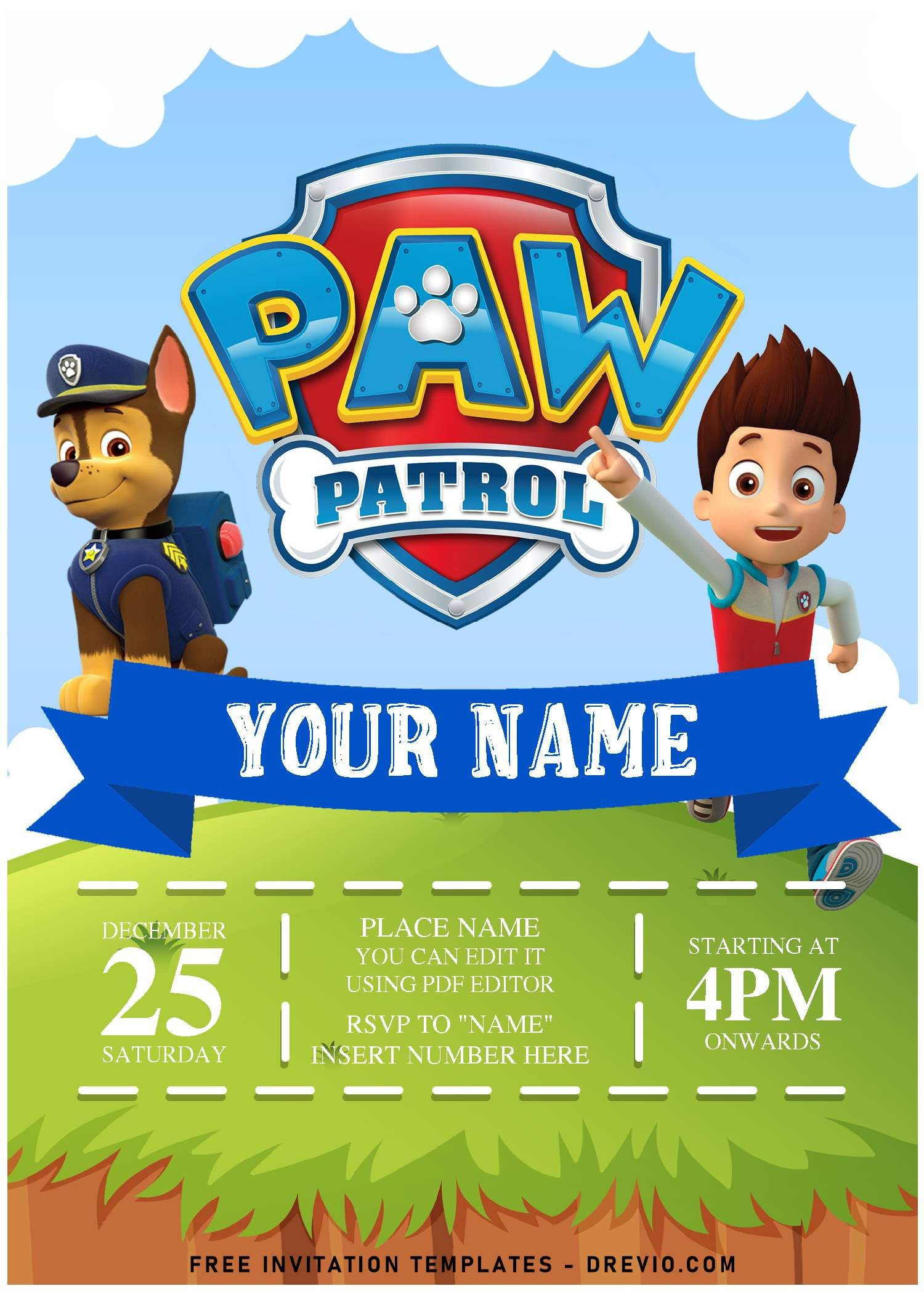 Free Editable Pdf) Playful Paw Patrol Birthday Invitation intended for Paw Patrol Free Printables Invitations