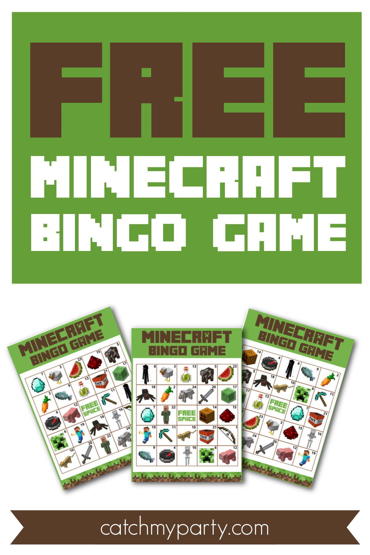 Free Fantastic Printable Minecraft Bingo Game! | Catch My Party inside Free Printable Minecraft Bingo Cards