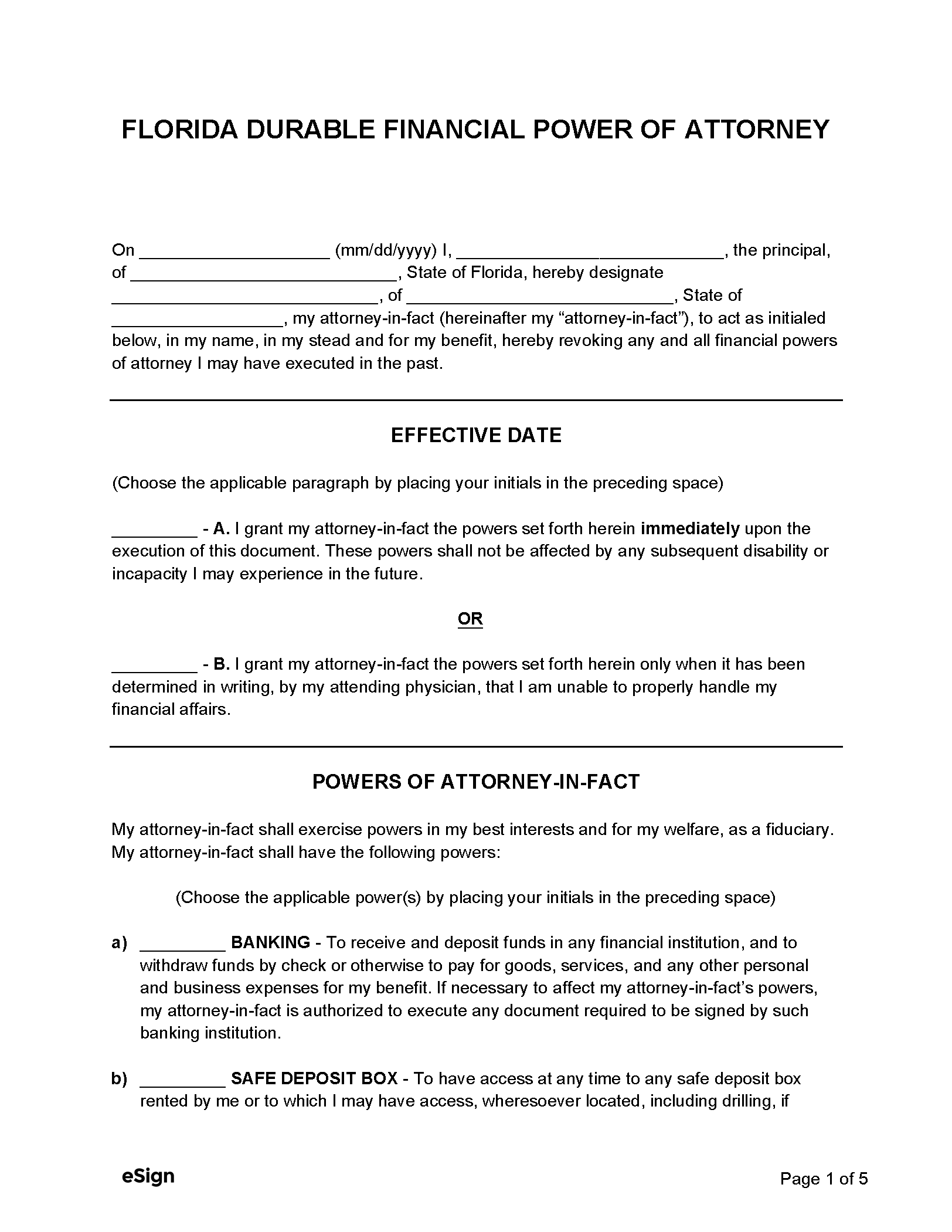 Free Florida Power Of Attorney Forms | Pdf inside Free Printable Power Of Attorney Form Florida