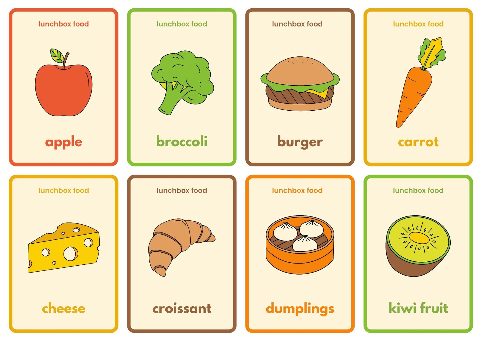 Free Food Flashcard Templates To Customize And Print | Canva with regard to Free Printable Vocabulary Flashcards