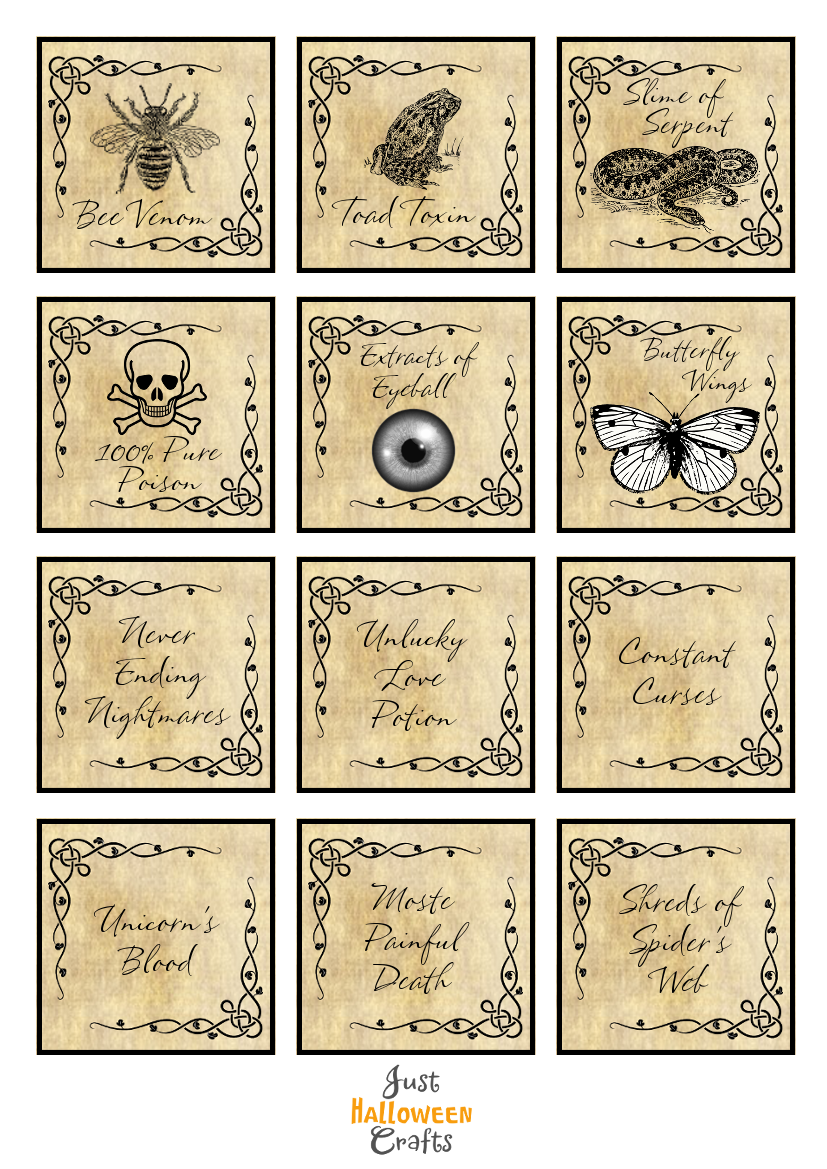 Free Halloween Potion Bottle Labels To Print for Free Printable Potion Labels