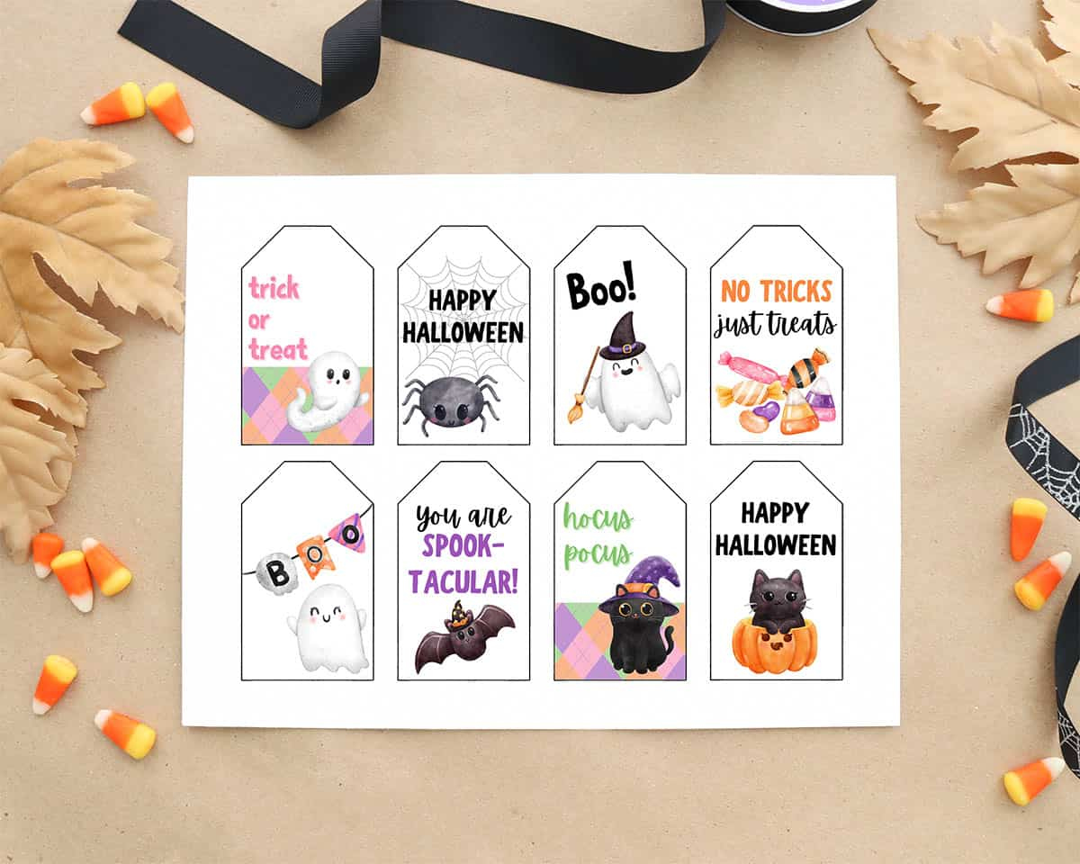 Free Happy Halloween Printable Tags - Instant Download - Aubree for Free Printable Halloween Labels For Treat Bags