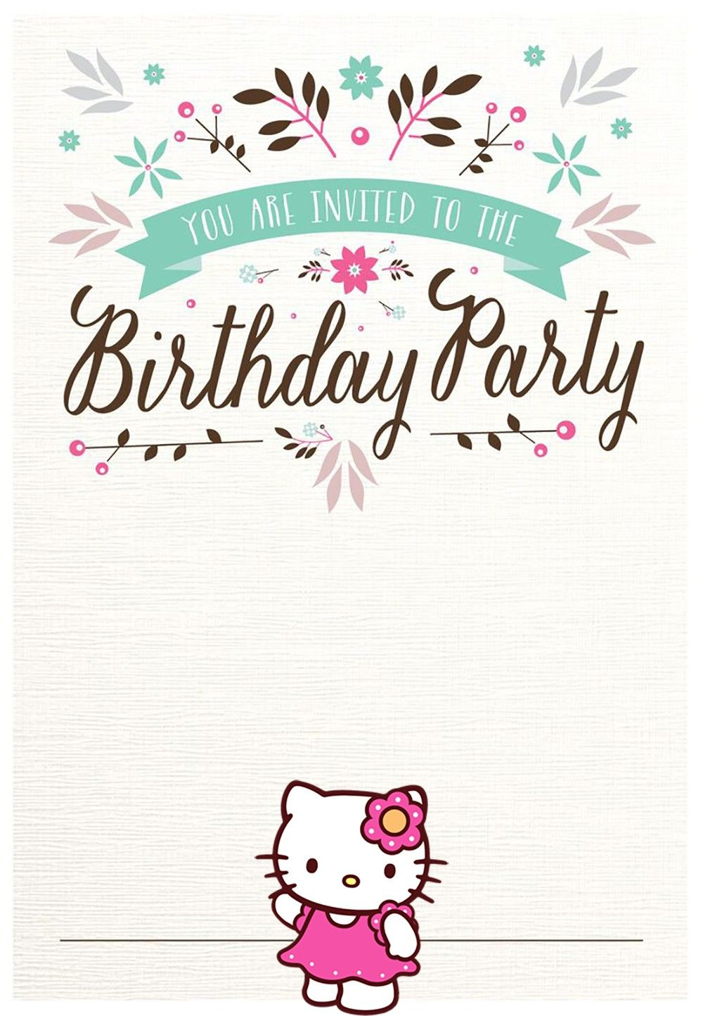 Free Hello Kitty Birthday Party Invitation | Hello Kitty Birthday regarding Hello Kitty Birthday Card Printable Free