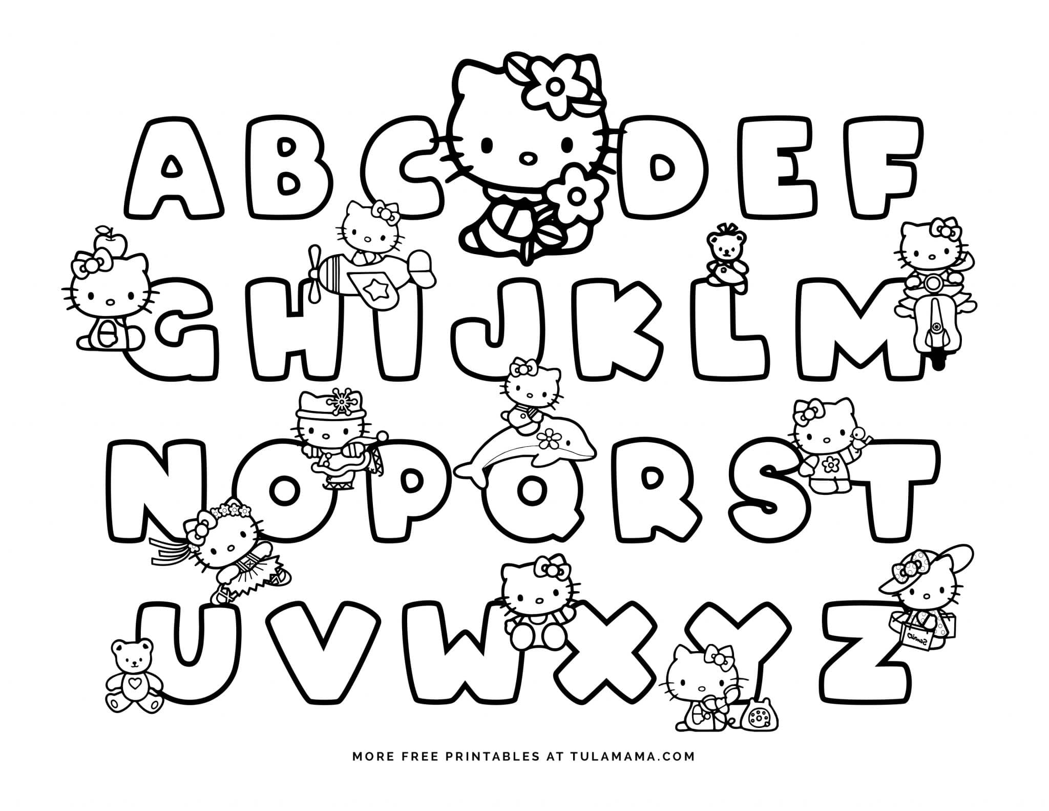 Free Hello Kitty Printables And Abc Coloring Pages - Tulamama in Free Printable Hello Kitty Alphabet Letters