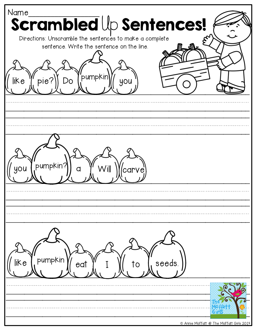 Free Kindergarten Scrambled Sentences Worksheets with regard to Free Printable Scrambled Sentences Worksheets