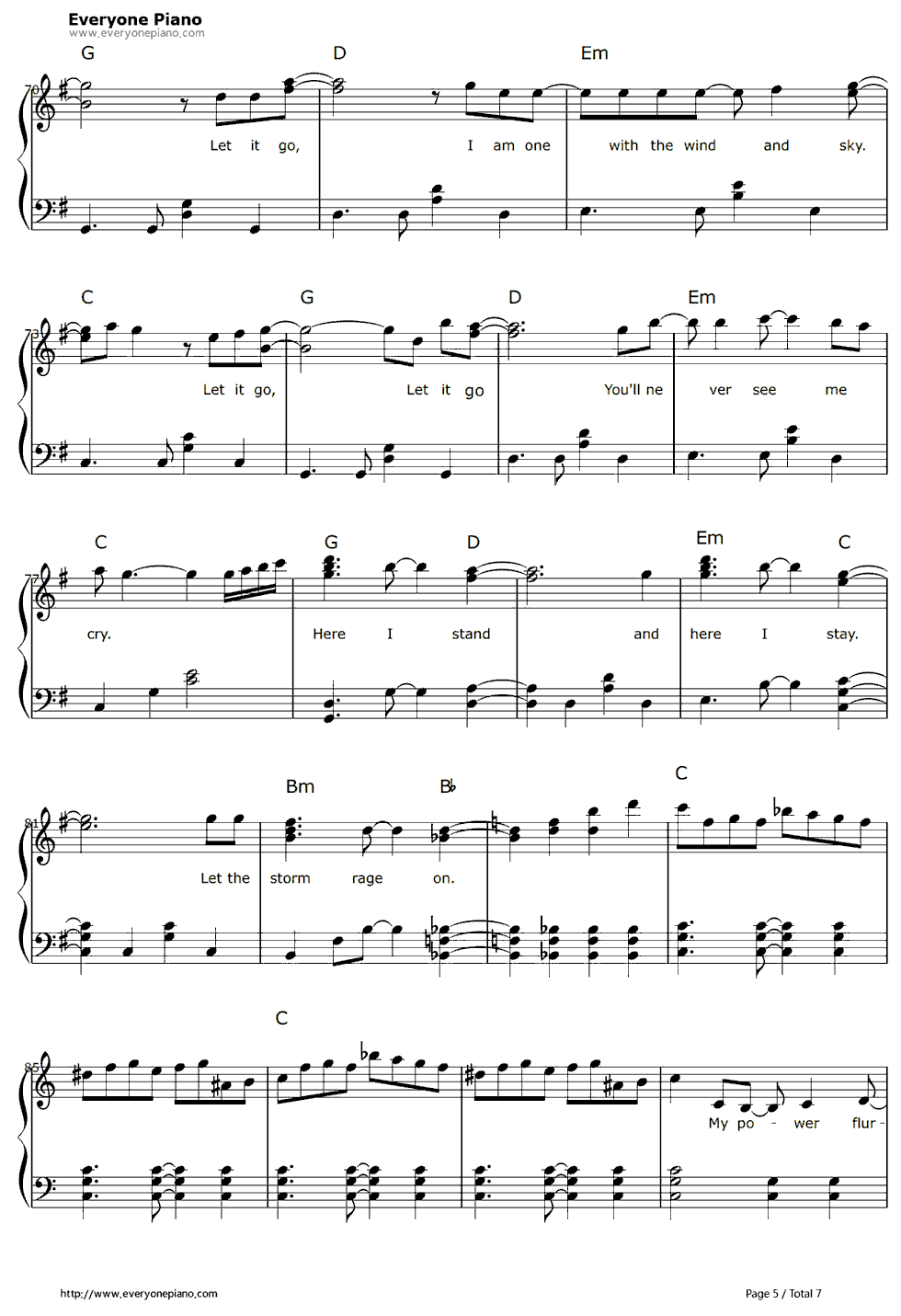 Free Let It Go Easy Version-Frozen Theme Piano Sheet Music Preview with Let It Go Piano Sheet Music Free Printable