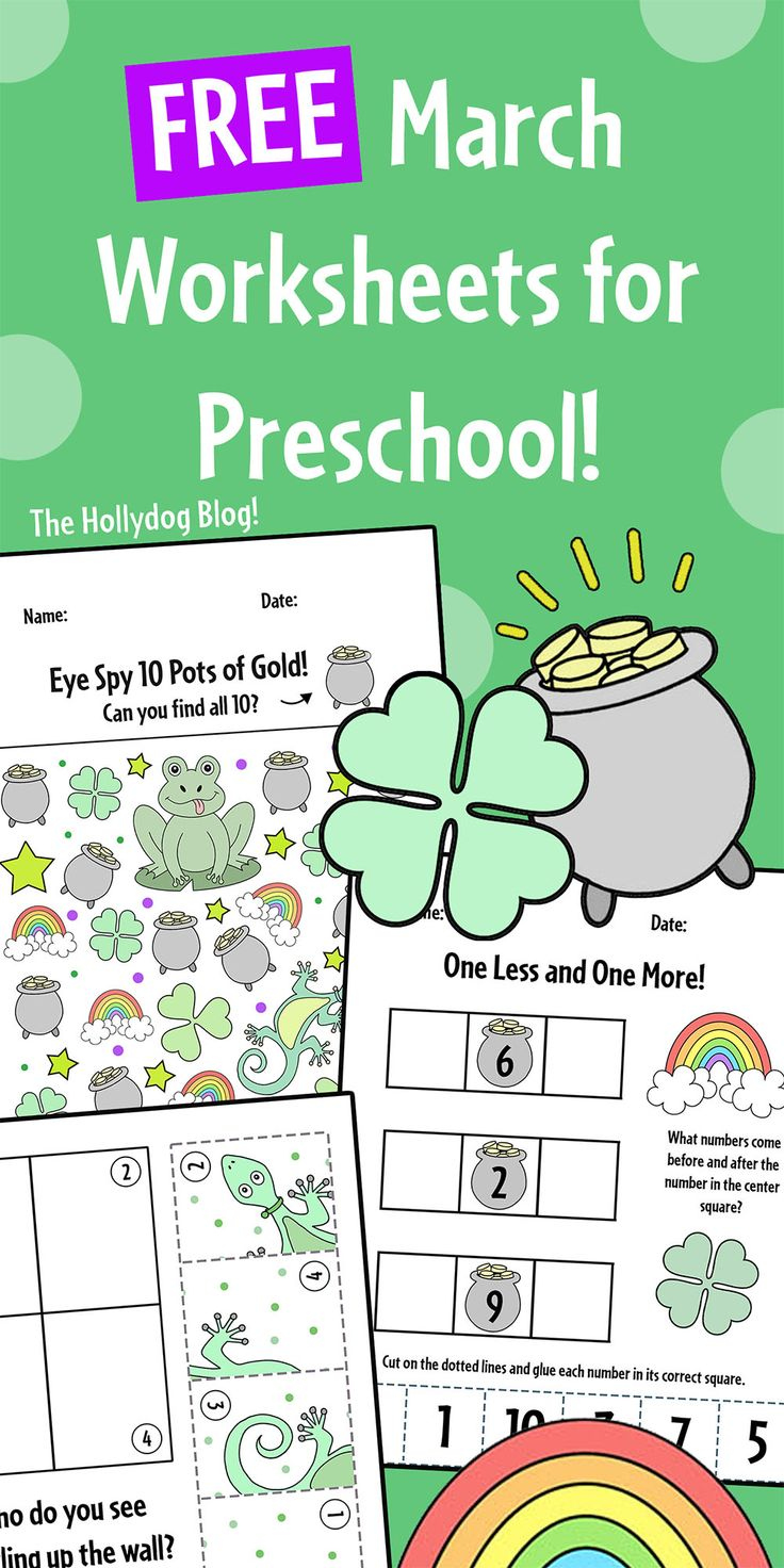 Free March Worksheets For Preschool! in Free Printable March Activities