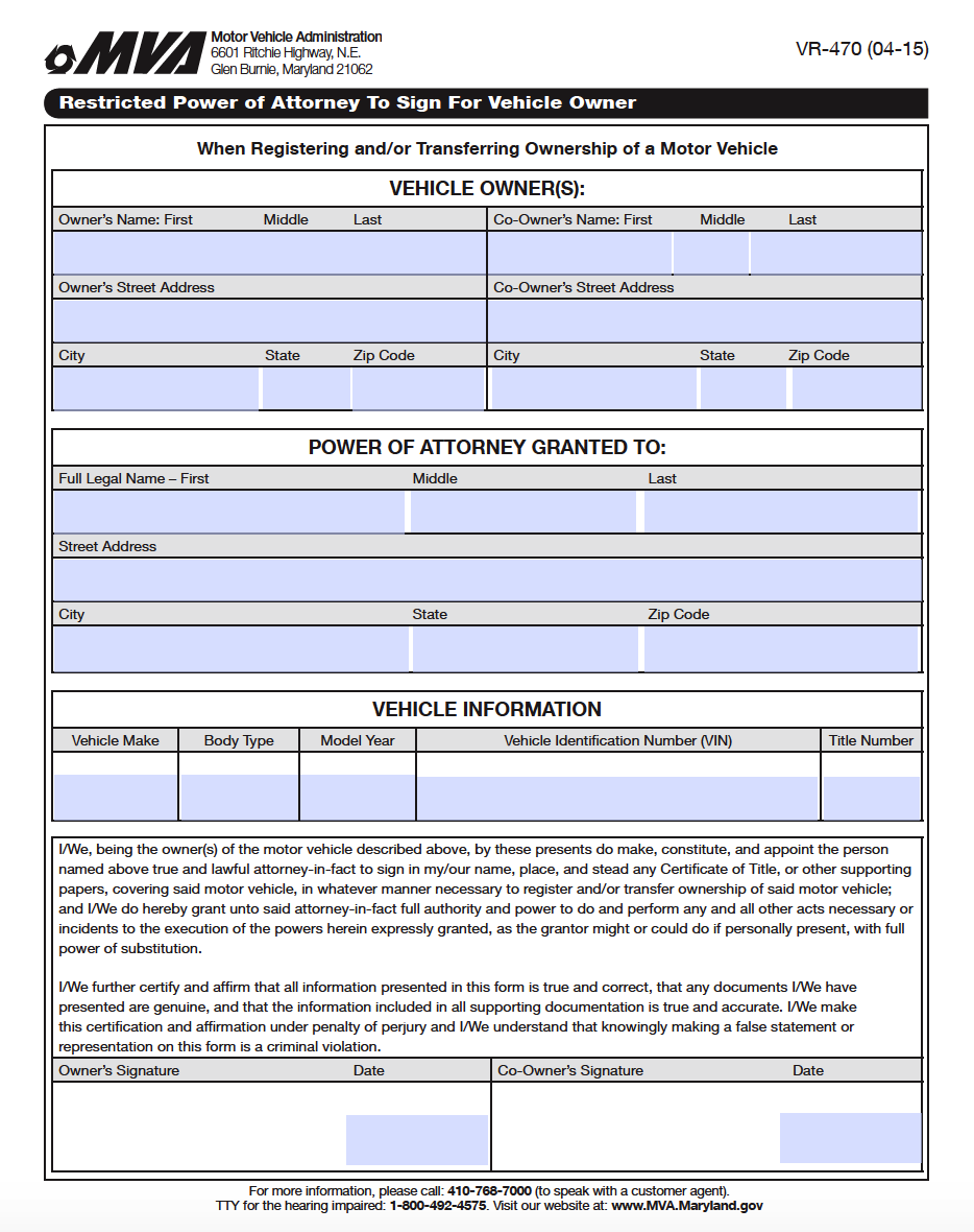 Free Maryland Power Of Attorney Forms | Pdf Templates throughout Maryland Power Of Attorney Form Free Printable