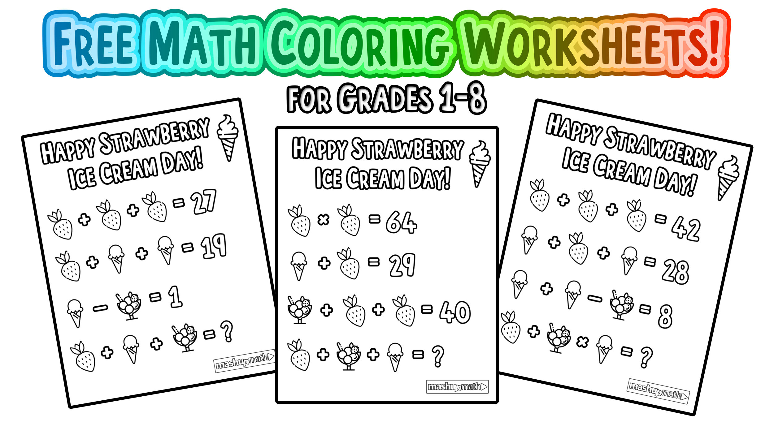 Free Math Coloring Pages For Grades 1-8 — Mashup Math in Free Printable Math Coloring Sheets