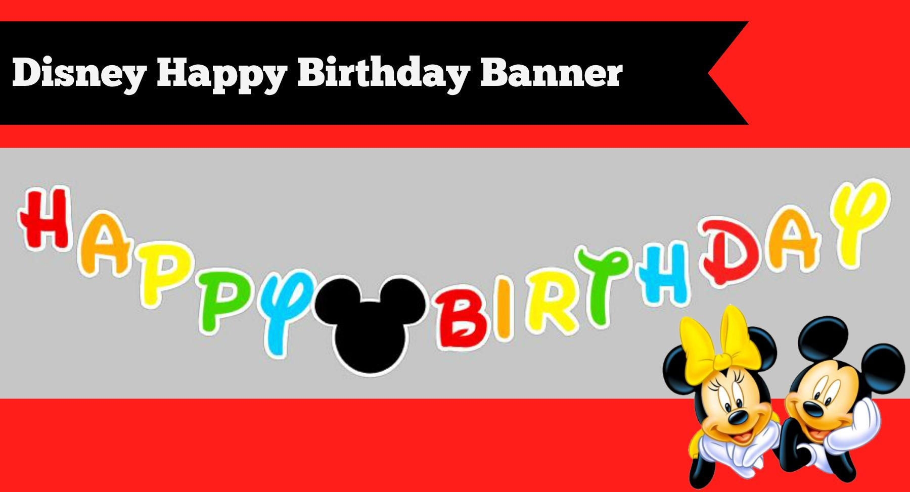 Free Mickey Mouse Happy Birthday Banner | Ellierosepartydesigns in Free Printable Mickey Mouse Birthday Banner