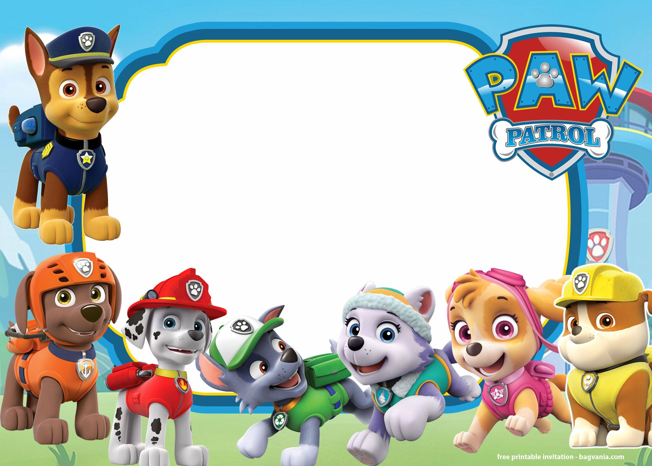 Free Paw Patrol Invitation Templates for Free Printable Paw Patrol Invitations