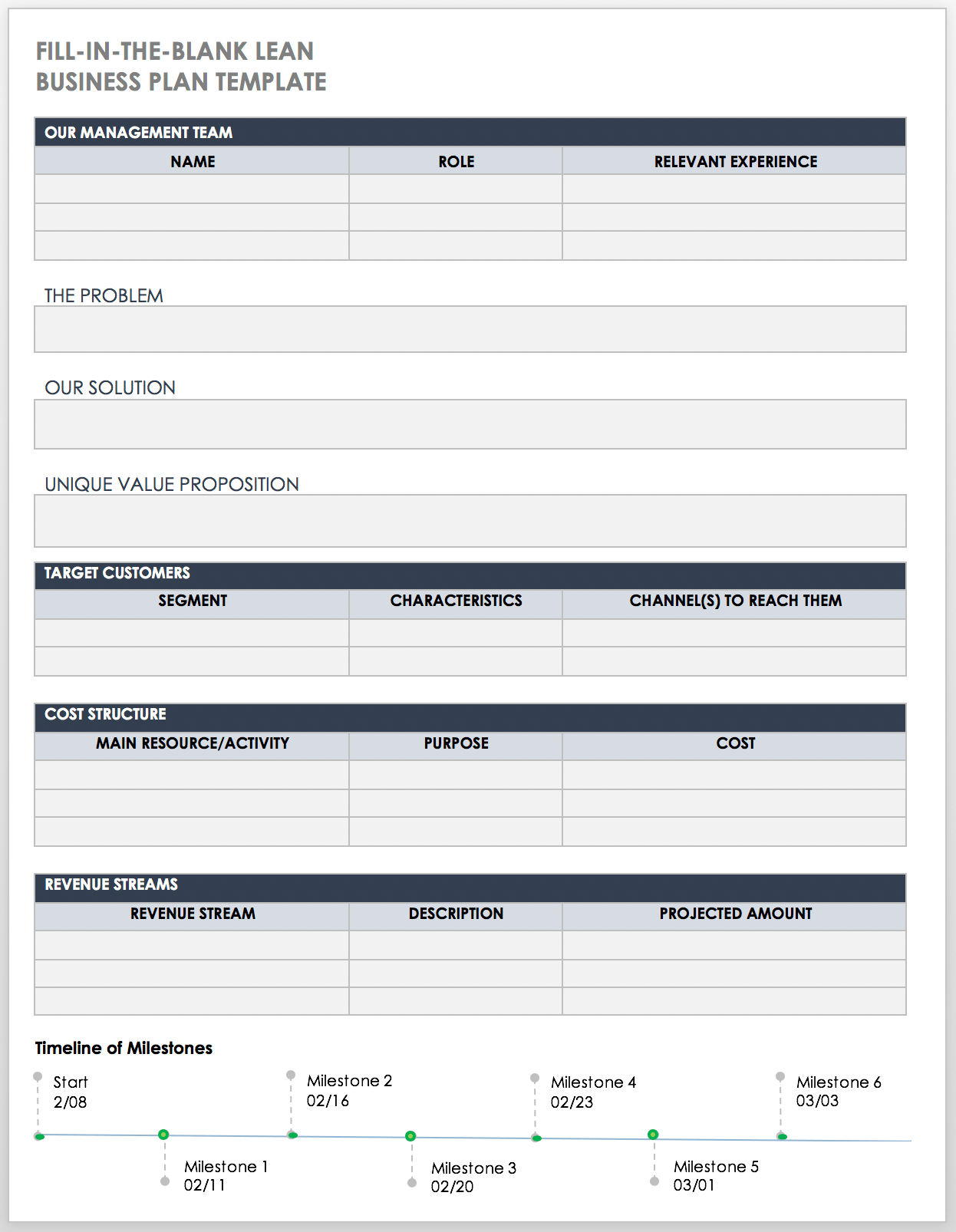 Free Pdf Business Plan Templates | Smartsheet in Free Printable Simple Business Plan Template