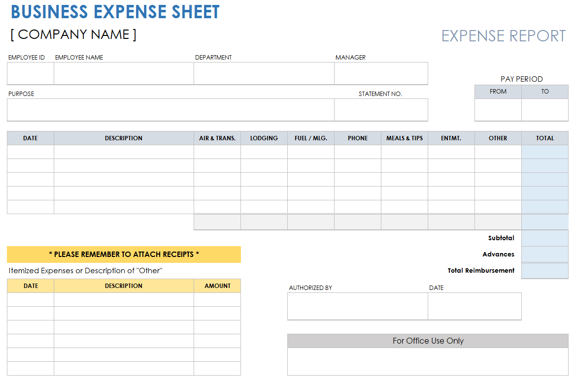 Free Pdf Expense Report Templates And Forms | Smartsheet within Free Printable Income and Expense Form