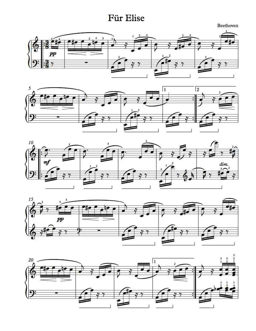 Free Piano Sheet Music - Fur Elise regarding Free Printable Piano Sheet Music Fur Elise