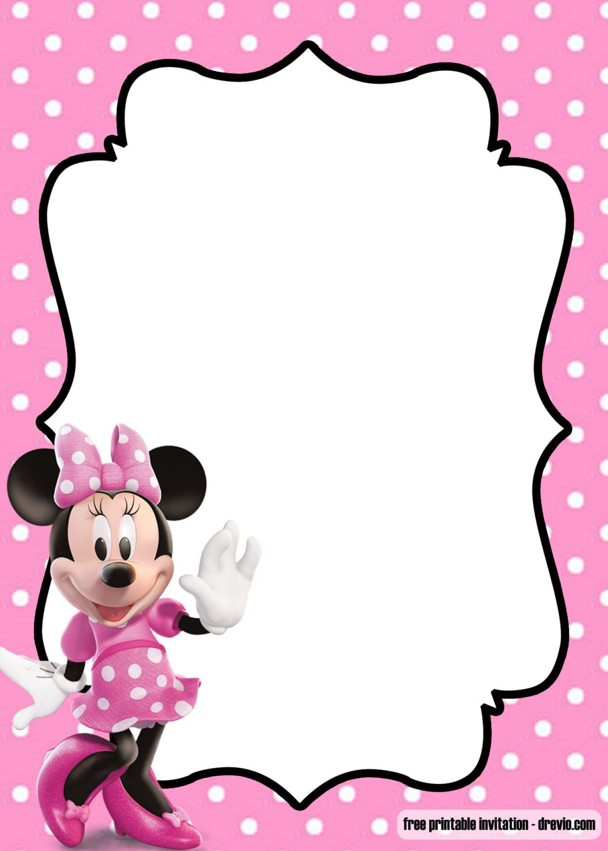 Free Polka Dot Pink Minnie Mouse Invitation Template – Free with Free Printable Minnie Mouse Invitations