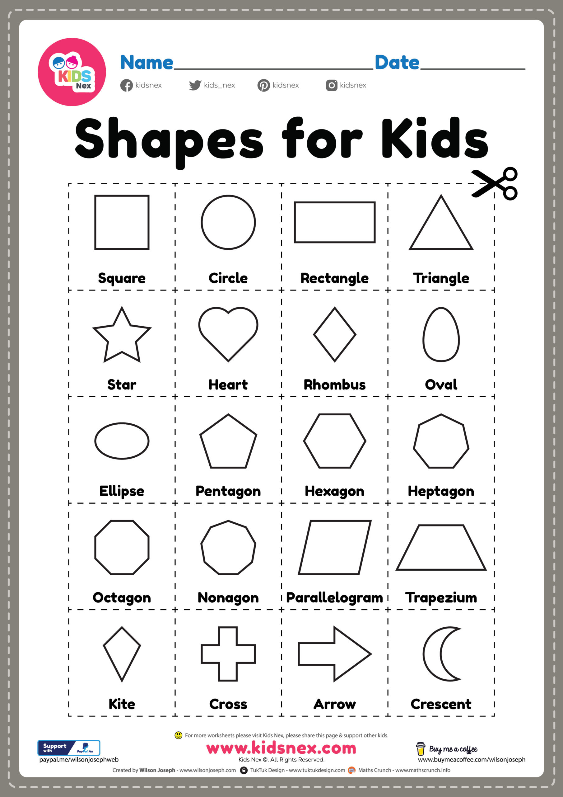 Free Printable Basic Shapes For Kids - Flash Cards Cutting intended for Free Printable Shapes Worksheets