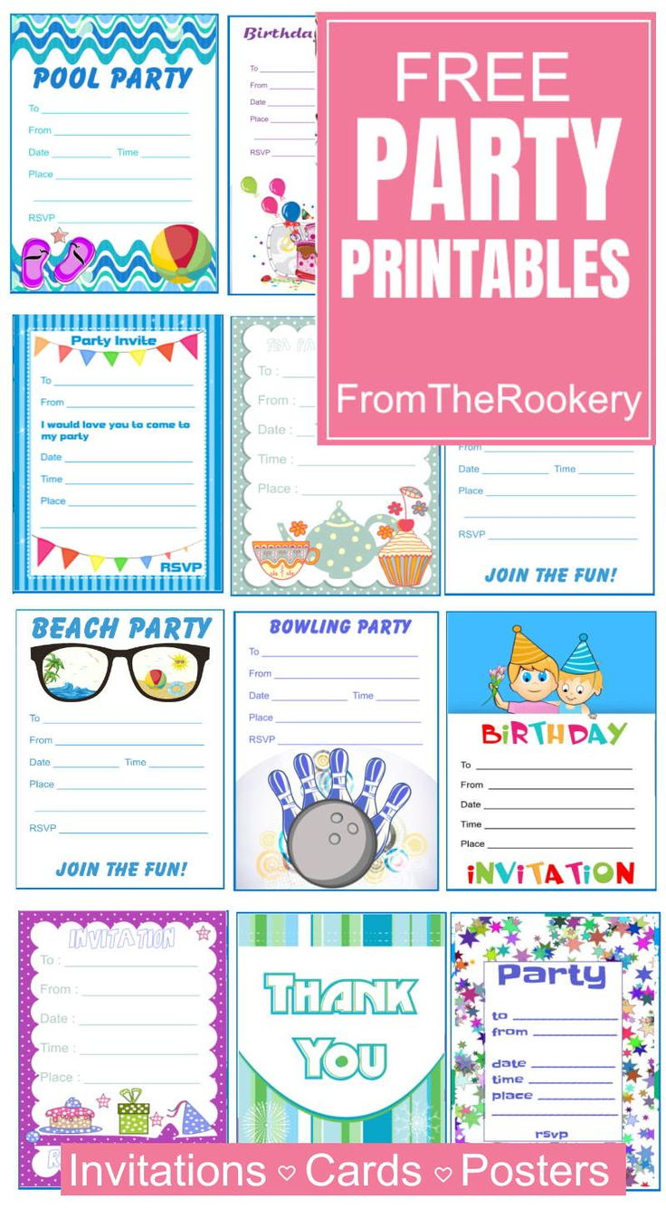 Free Printable Birthday Party Invitations pertaining to Free Printable Invitations