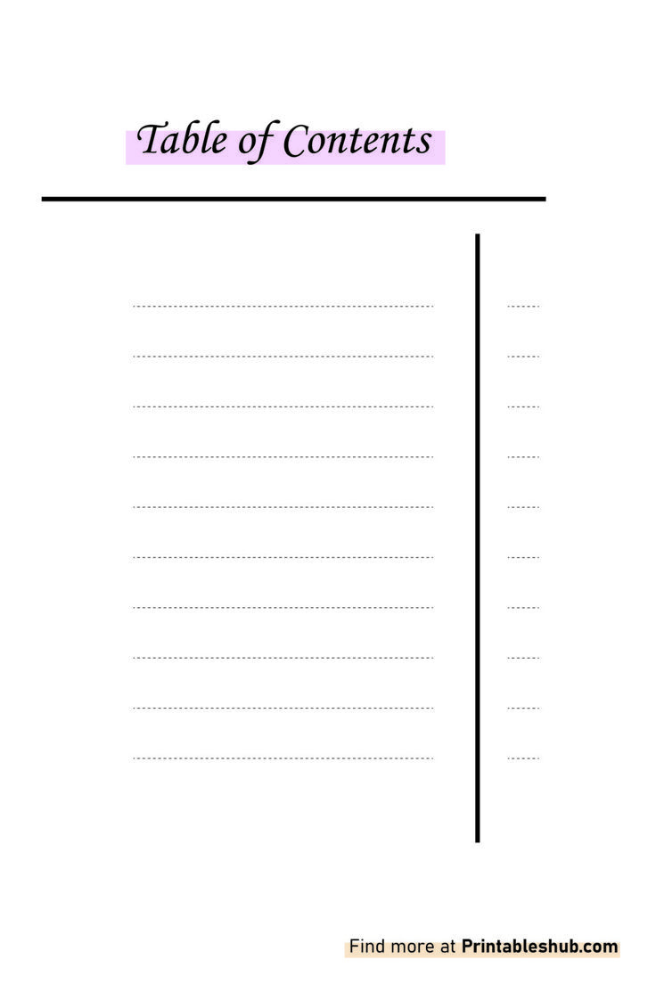 Free Printable Blank Table Of Contents Template Pdf | Christelijke regarding Free Printable Table Of Contents Template