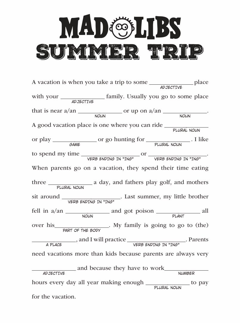 Free Printable Camping Mad Libs within Free Printable Mad Libs For Tweens