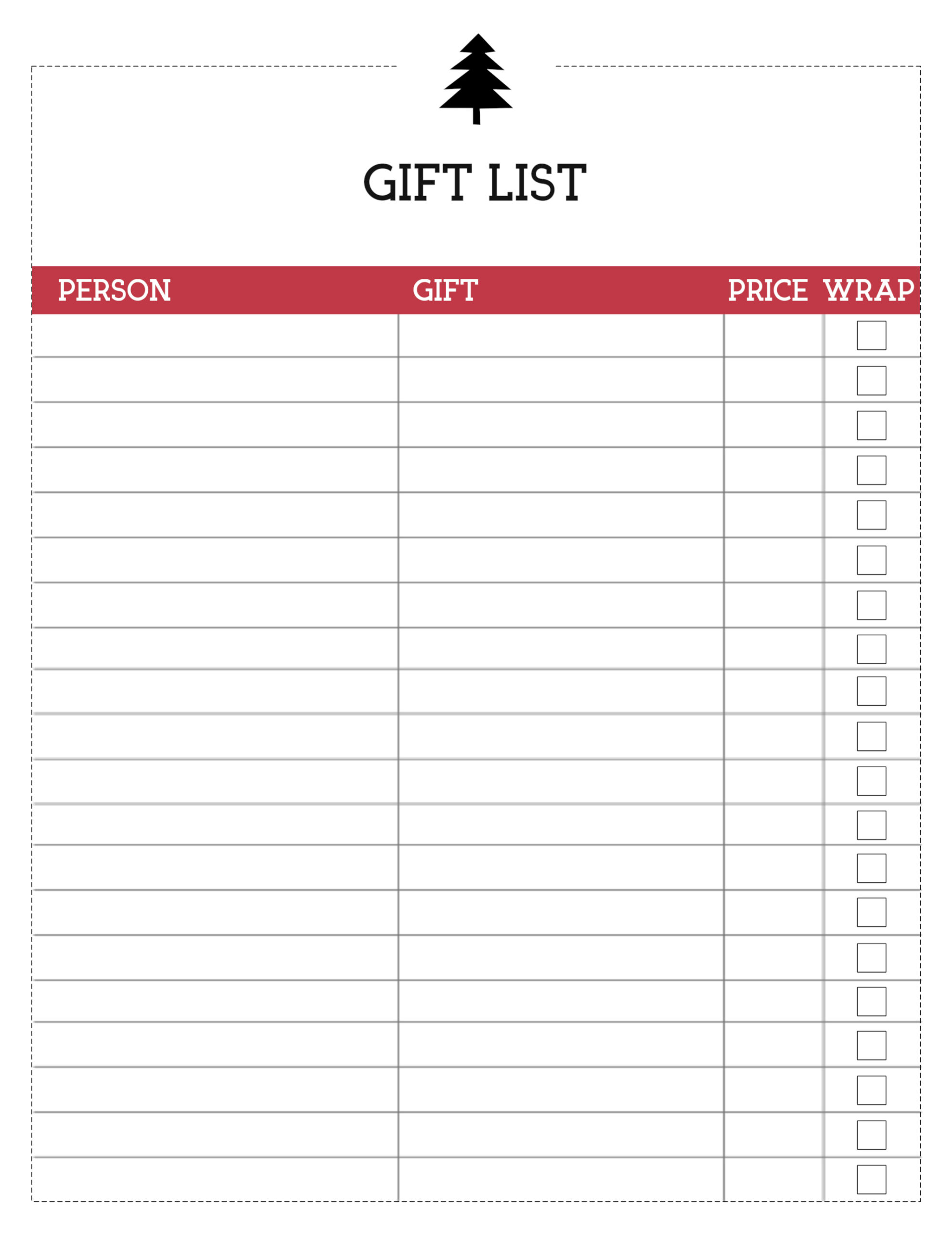 Free Printable Christmas List Template {Gift List} - Paper Trail intended for Free Printable Gift List