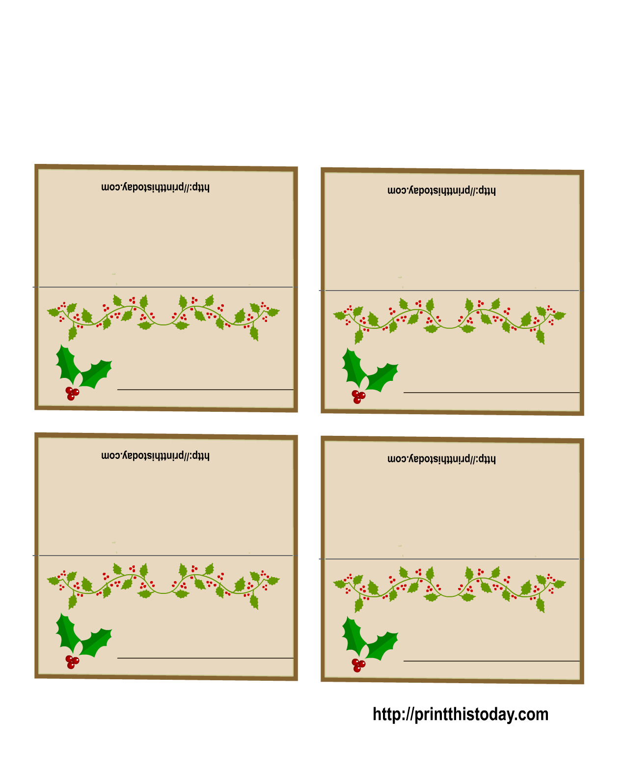 Free Printable Christmas Place-Cards | Free Place Card Template in Free Printable Place Card Templates Christmas