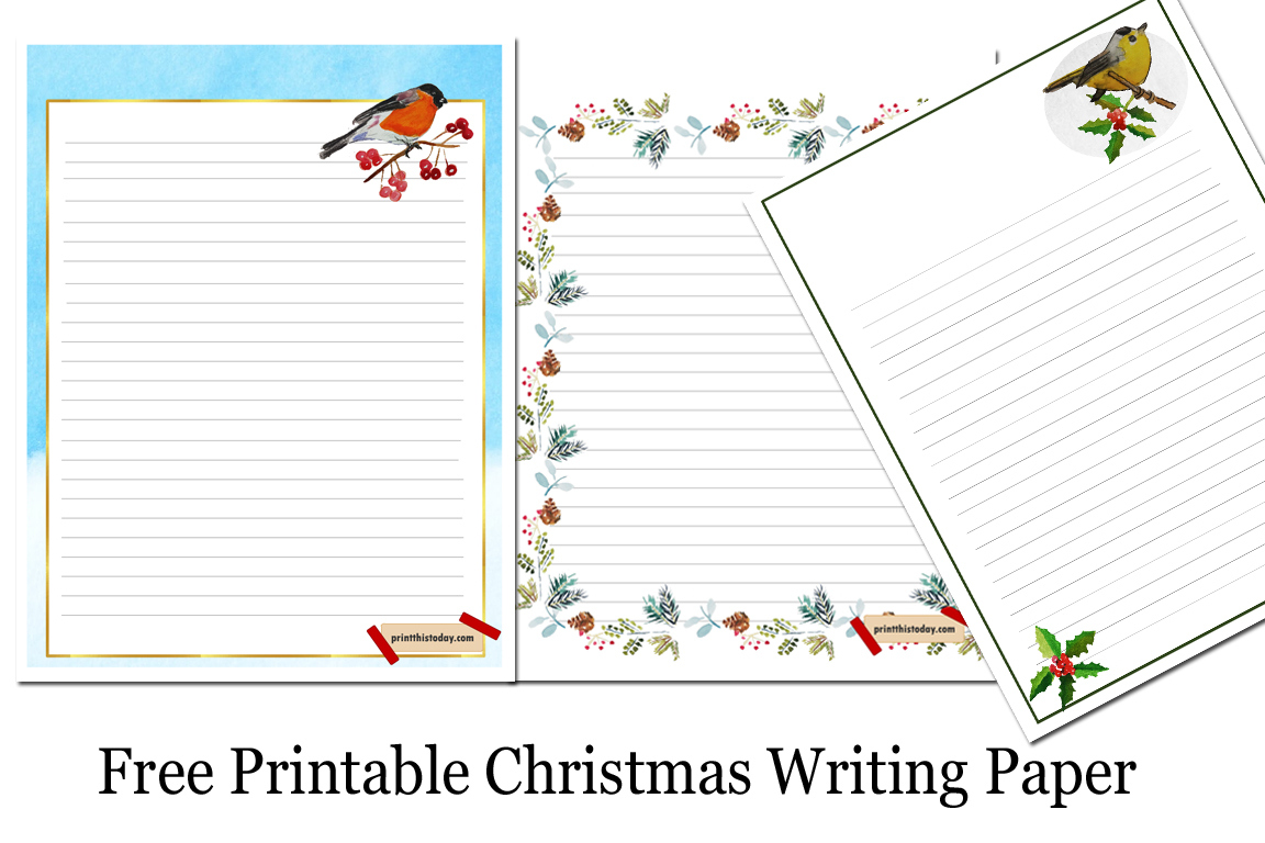 Free Printable Christmas Writing Paper Stationery pertaining to Free Printable Writing Paper for Adults