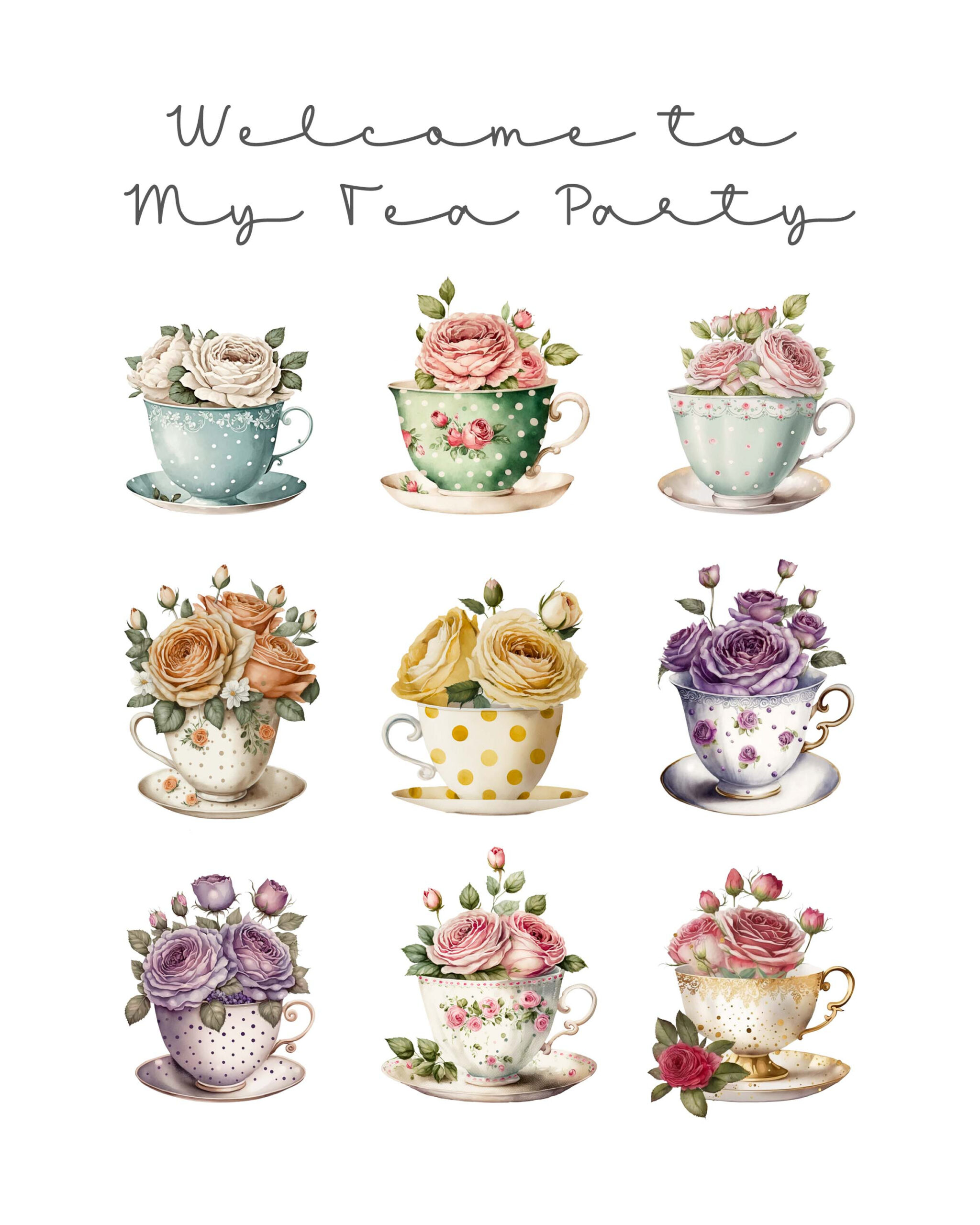 Free Printable Cottage Tea Party Wall Art - The Cottage Market for Free Vintage Tea Party Printables