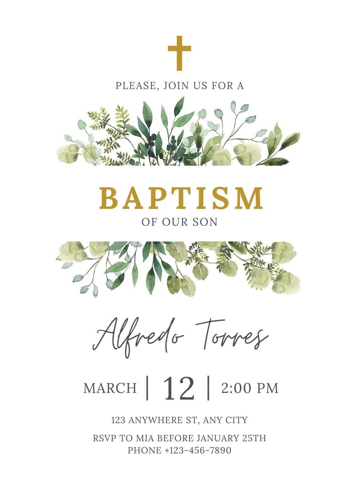 Free Printable, Customizable Baptism Card Templates | Canva intended for Free Printable Personalized Baptism Invitations