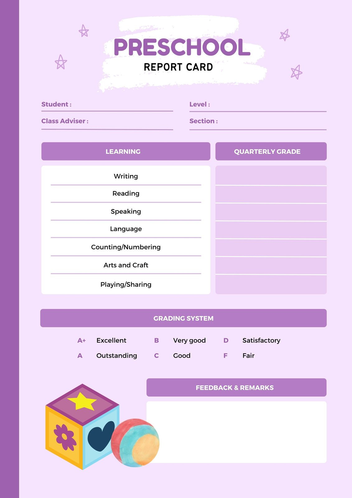 Free, Printable, Customizable Report Card Templates | Canva for Free Printable Preschool Report Cards