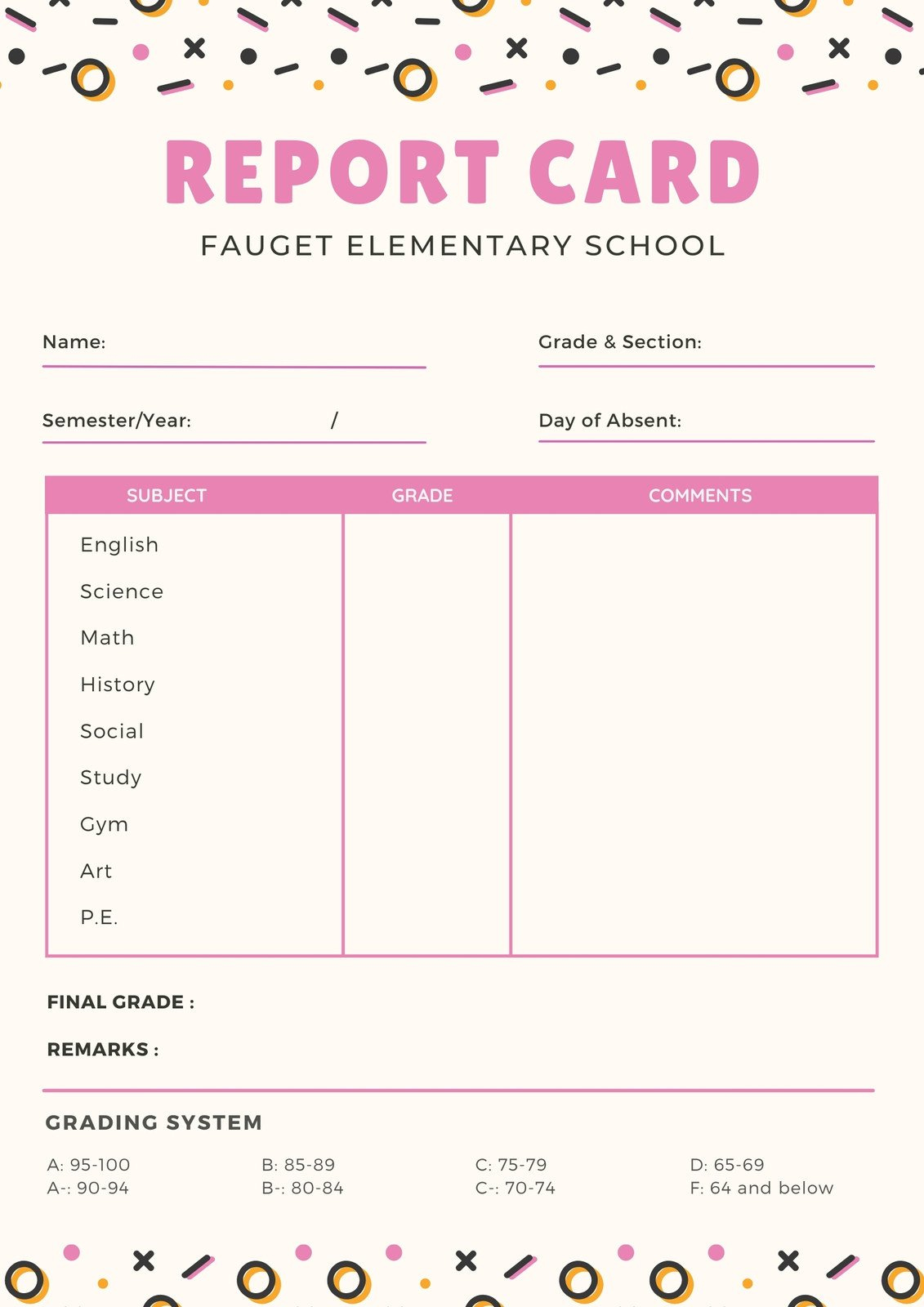 Free, Printable, Customizable Report Card Templates | Canva throughout Free Printable Report Card Comments