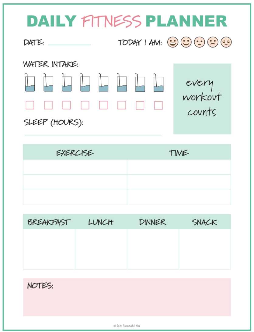 Free Printable Fitness Planner intended for Free Printable Fitness Planner