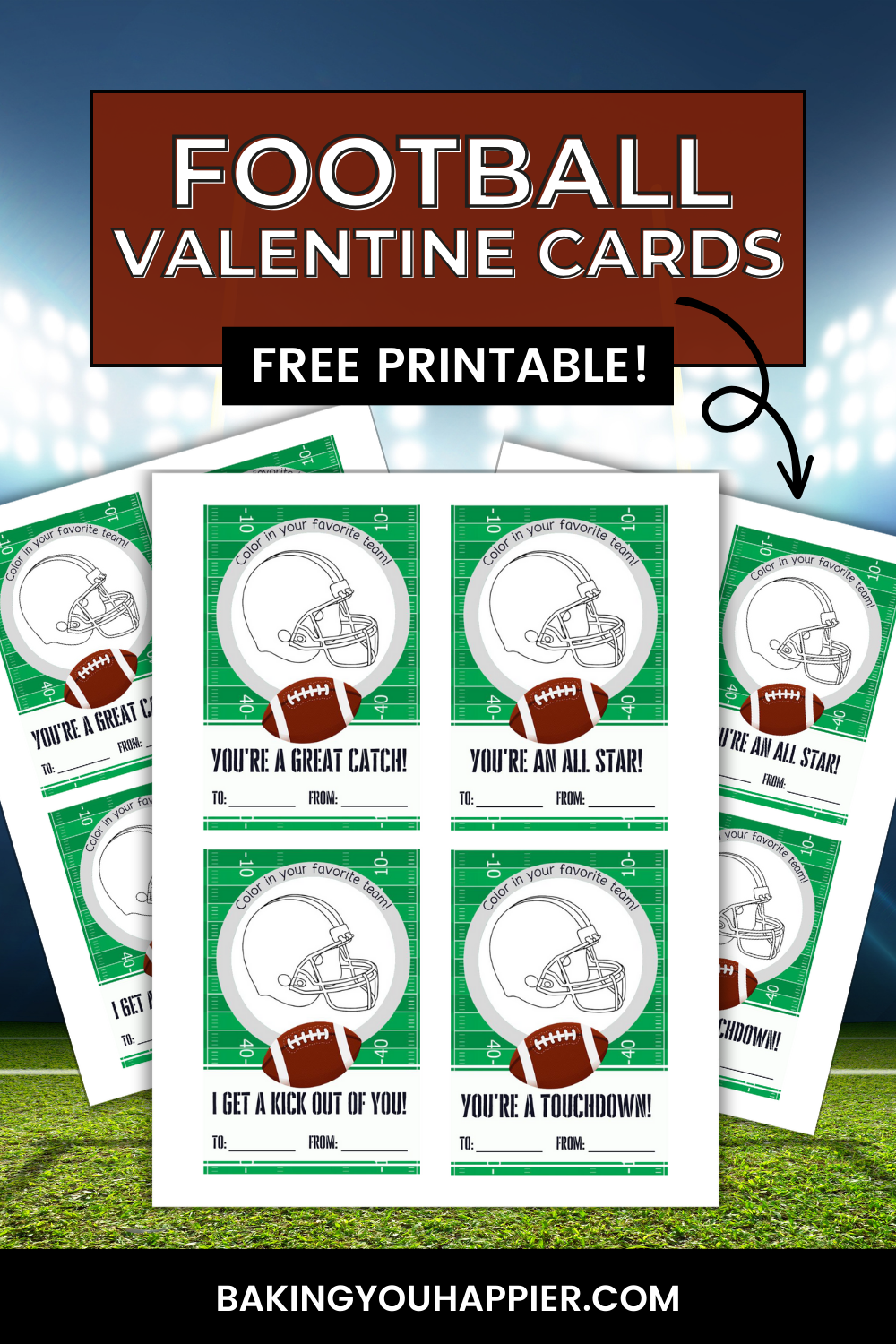 Free Printable Football Valentine Cards | Baking You Happier inside Free Printable Football Valentines Day Cards