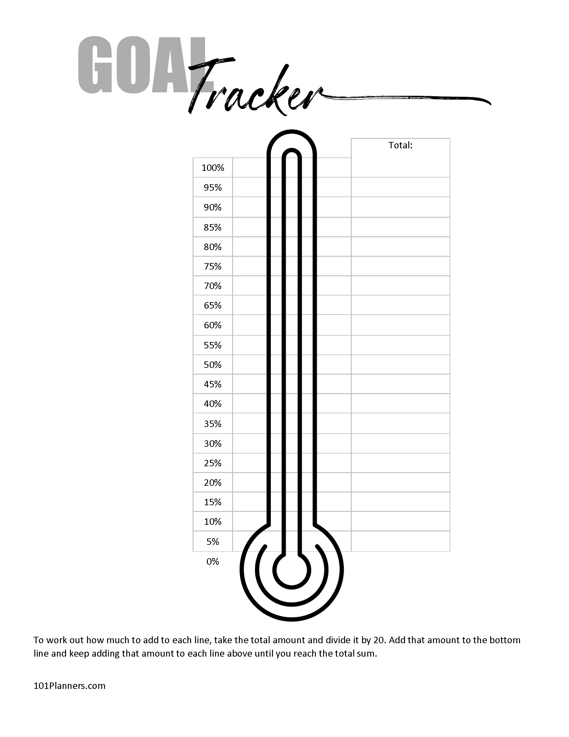 Free Printable Goal Tracker | Many Options And Designs intended for Free Printable Goal Thermometer Template