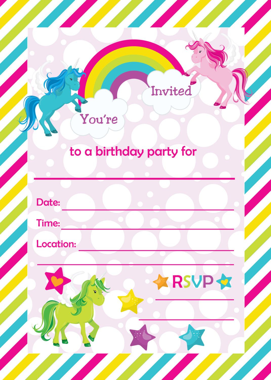 Free Printable Golden Unicorn Birthday Invitation Template inside Free Printable Unicorn Birthday Invitations