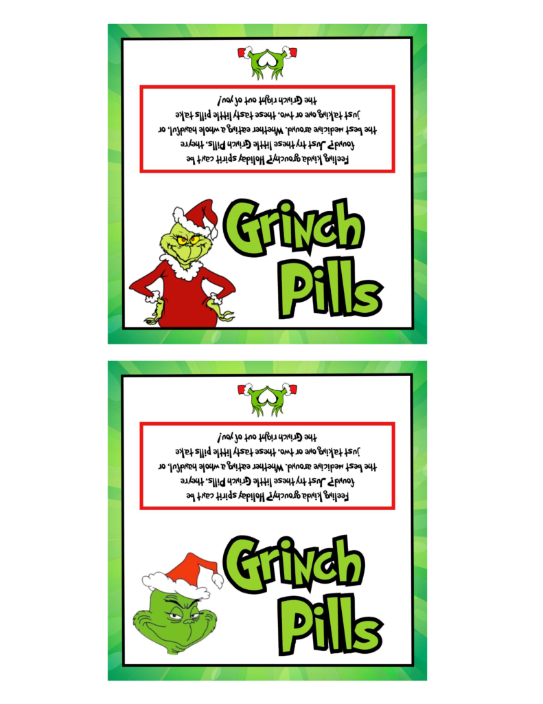 Free Printable Grinch Pills Bag Topper | Baking You Happier intended for Grinch Pills Free Printable