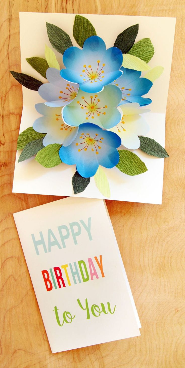 Free Printable Happy Birthday Card With Pop Up Bouquet | Birthday in Free Printable Pop Up Birthday Card Templates