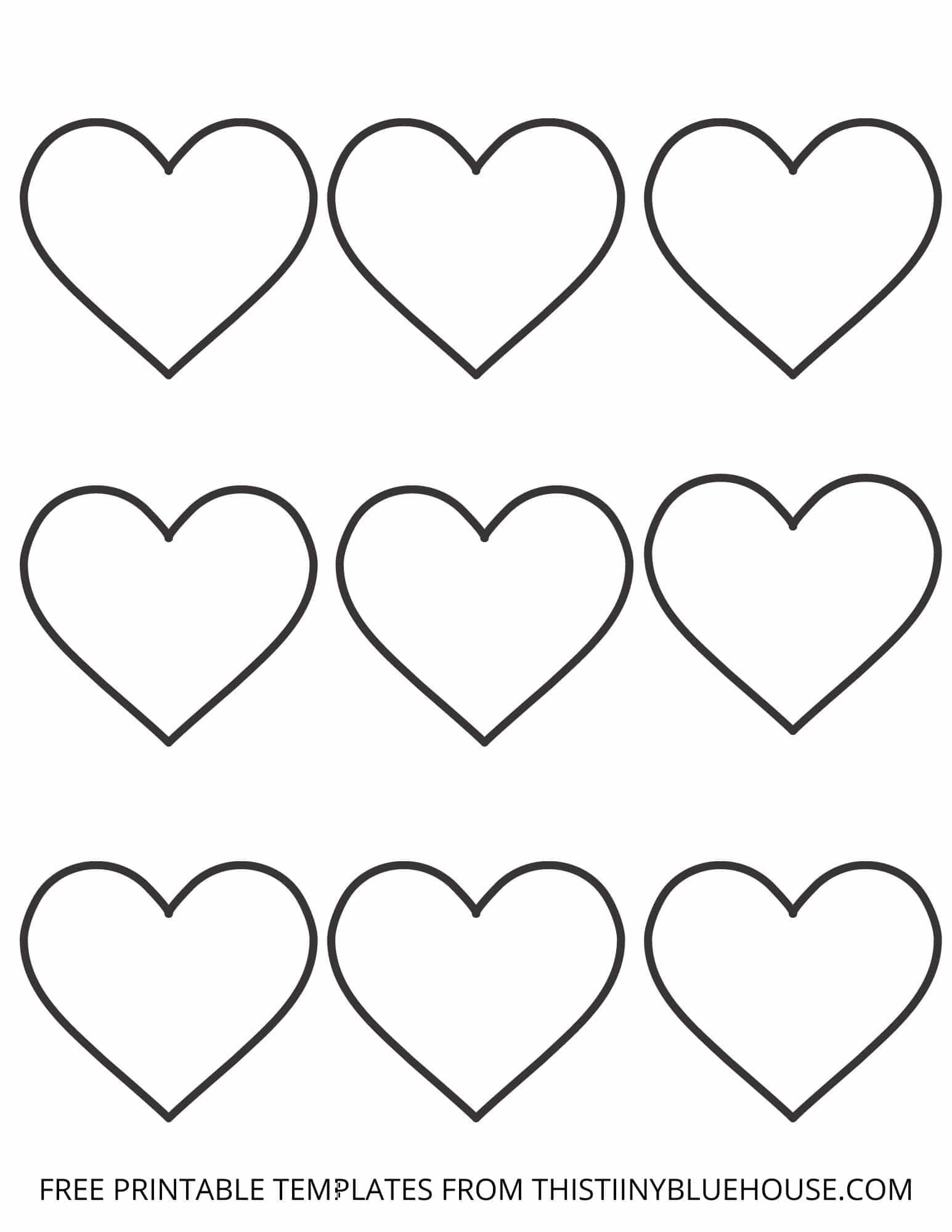 Free Printable Heart Template - 6 Sizes Of Heart Outlines inside Free Printable Heart Templates