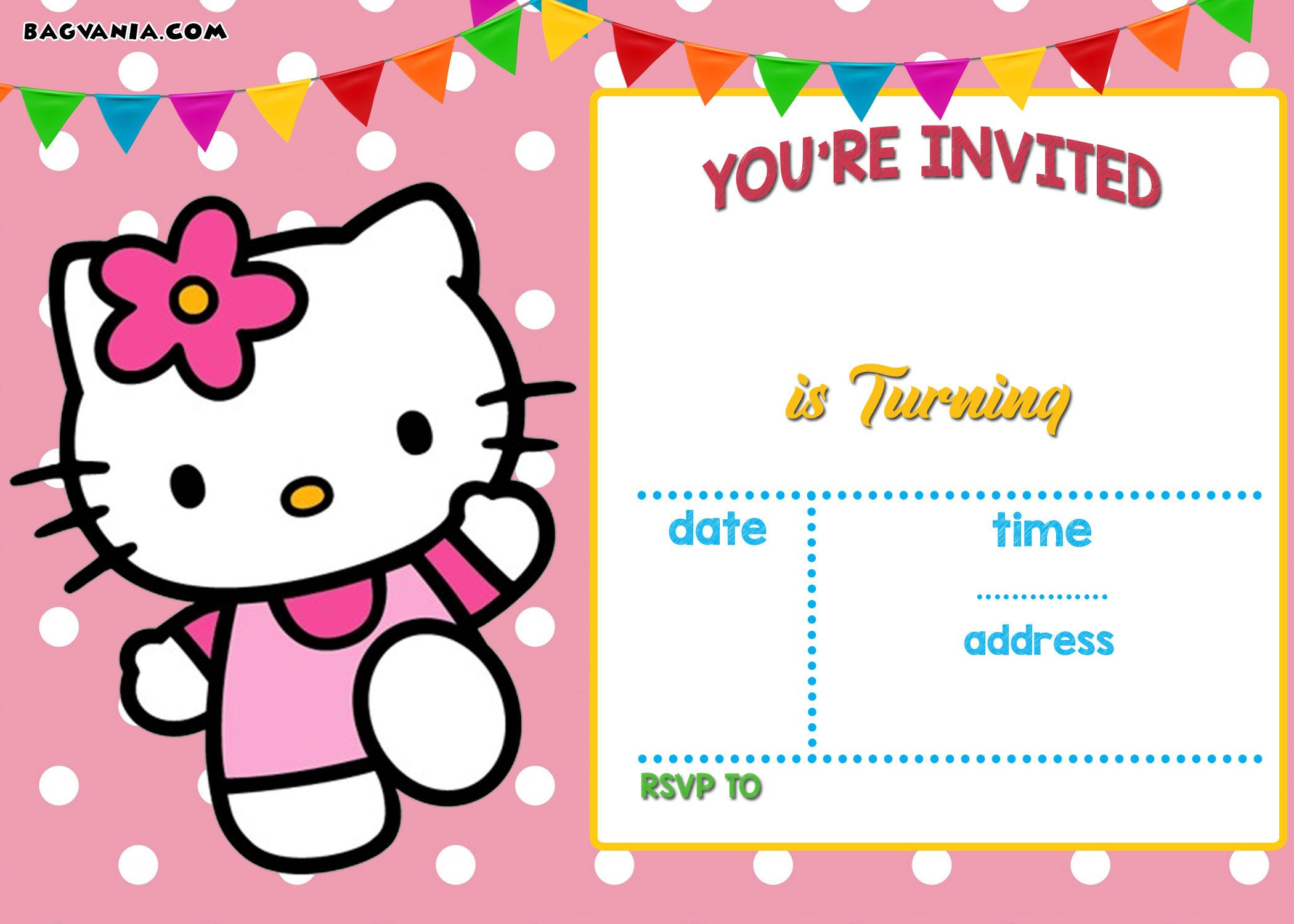 Free Printable Hello Kitty Invitation Templates Theme regarding Hello Kitty Free Printable Invitations for Birthday