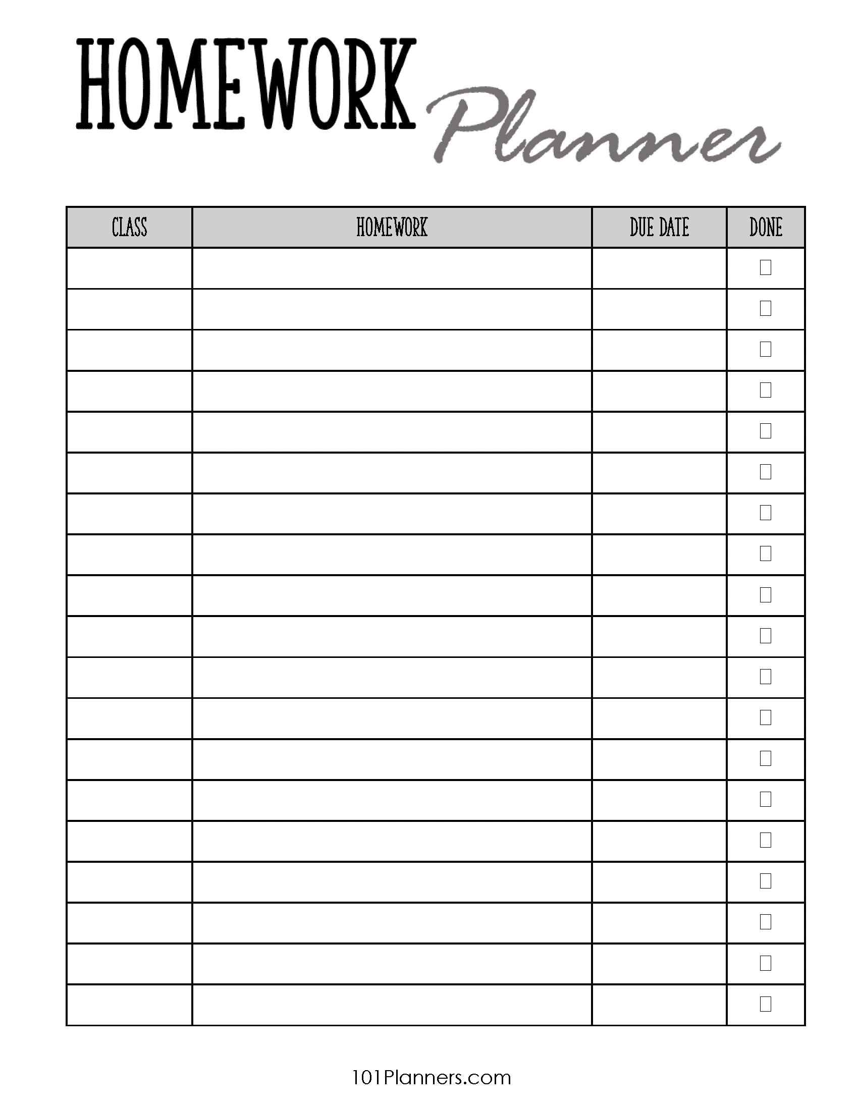 Free Printable Homework Planner Template | Pdf, Word, Excel Or Jpg with Free Printable Homework Templates