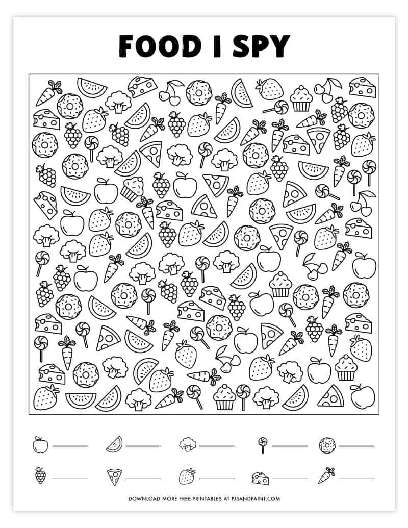 Free Printable I Spy Game - Food Themed I Spy - Pjs And Paint within Free Printable I Spy Puzzles