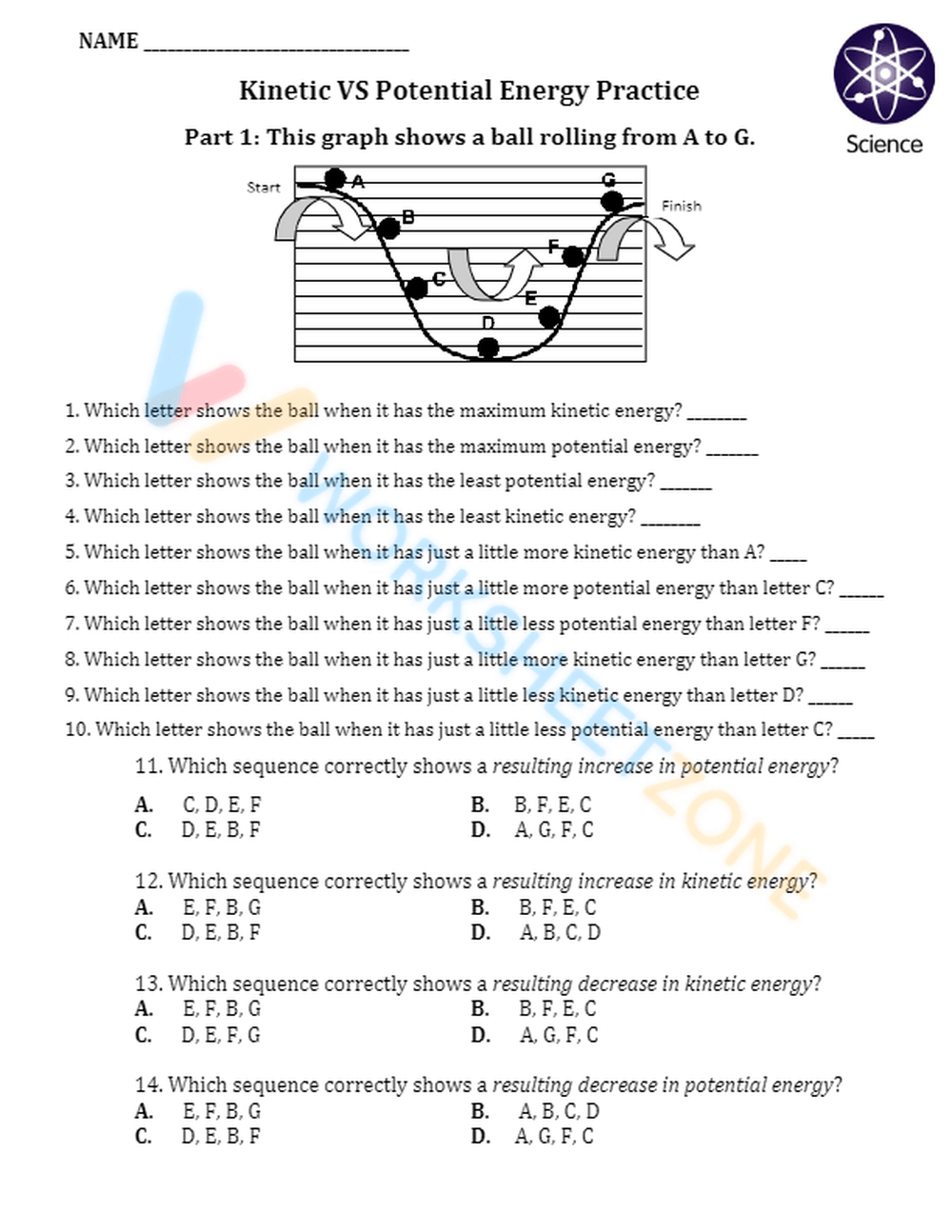 Free Printable Kinetic &amp;amp; Potential Energy Worksheets regarding Free Printable Worksheets On Potential And Kinetic Energy