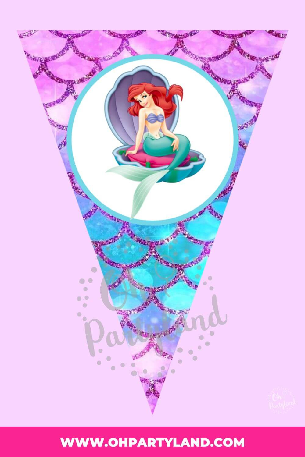 Free Printable Little Mermaid Birthday Banner - Oh Partyland regarding Free Printable Little Mermaid Birthday Banner