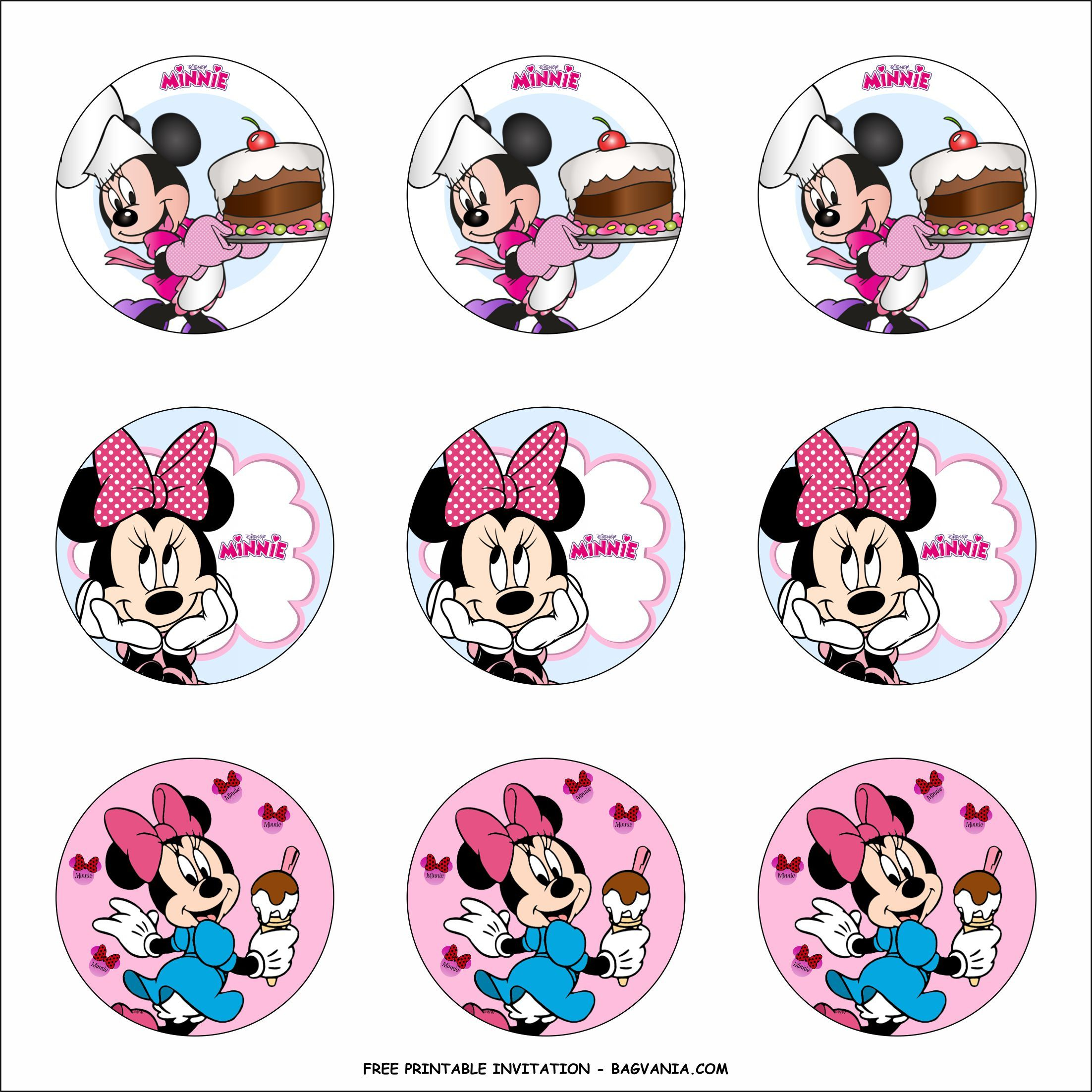 Free Printable Lovely Minnie Mouse Birthday Party Kit Templates with Free Printable Minnie Mouse Cupcake Wrappers