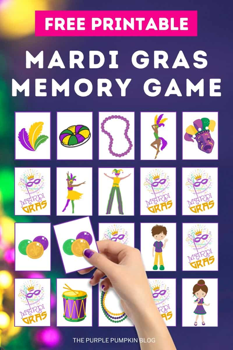 Free Printable Mardi Gras Memory Card Game (Matching Pairs) throughout Free Printable Mardi Gras Games