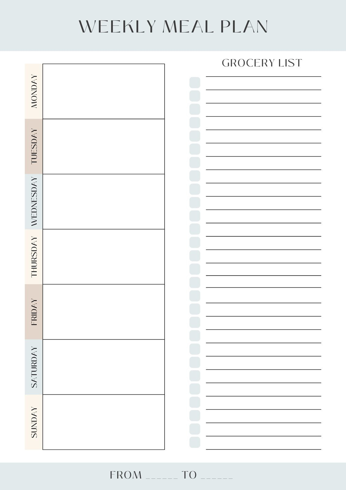 Free Printable Meal Planner Templates To Edit Online | Canva for Free Printable Weekly Dinner Menu Planner