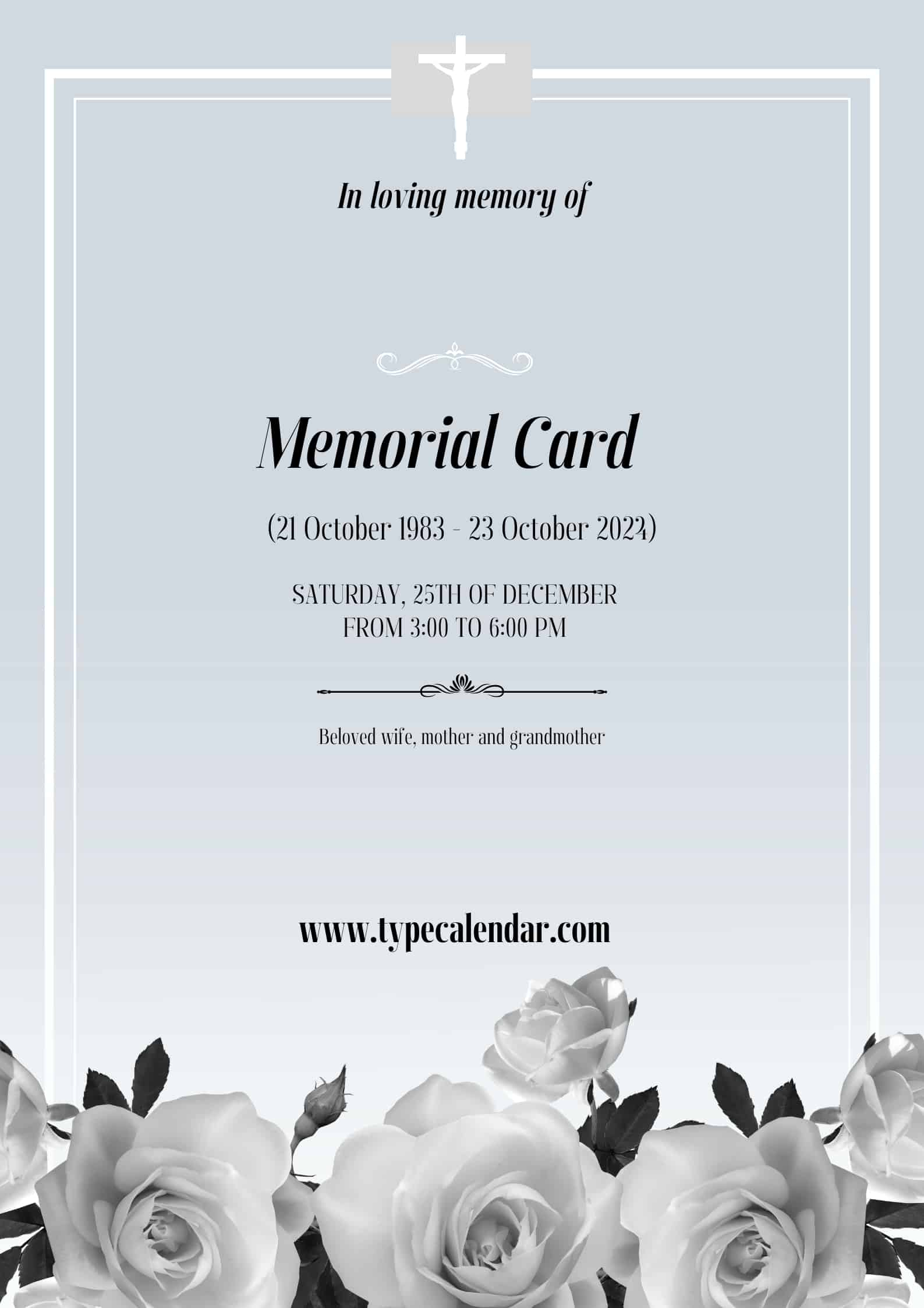 Free Printable Memorial Card Templates [Word] Front And Back in Free Printable Memorial Card Template